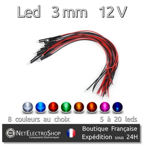 Led 3mm 12v - led, pré